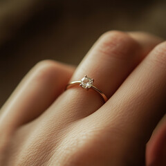 Obraz premium engagement ring on the finger of the fiance