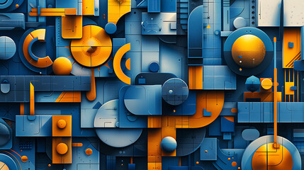 abstract 3d shapes creating a cubist futuristic vision, a digital art background with low poly and high poly geometric forms, a stock photo

