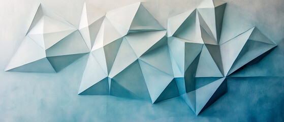 Fototapeta premium Abstract geometric wall art in dusty blue and pale pastel tones, creating serene atmosphere