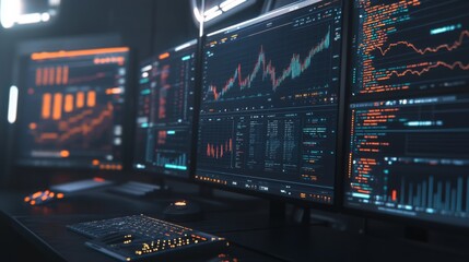 Fototapeta premium Dynamic Trading Setup with Warm Light Composition