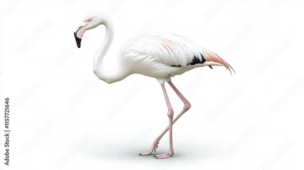 Leinwandbilder Illustration of a flamingo standing gracefully in a minimalist setting with ample copy space for text placement. Generative AI