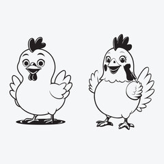 Cartoon Chicken Vector Art style with White background Art & Illustration