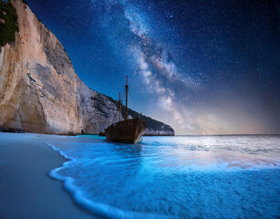 Navagio beach at night
