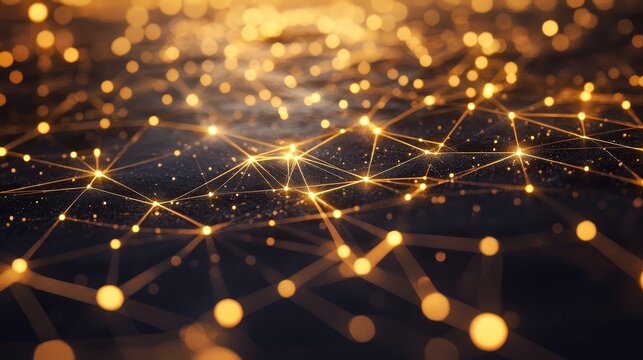 Abstract network connection glowing in dark. Digital technology background. - Powered by Adobe