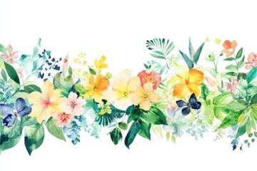 Delicate watercolor flowers on a clean white background, great for designs and art projects