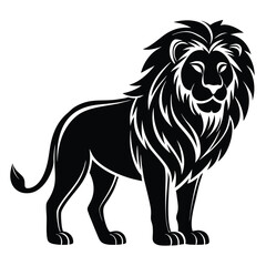 Lion silhouette, vector black color silhouette, on a white background 