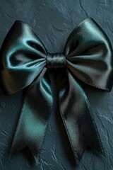 Simple illustration of a green bow placed on a black surface