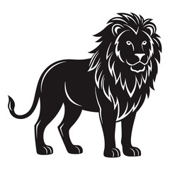 Lion silhouette, vector black color silhouette, on a white background