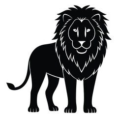 Lion silhouette, vector black color silhouette, on a white background