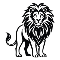 Lion silhouette, vector black color silhouette, on a white background
