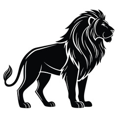 Lion silhouette, vector black color silhouette, on a white background
