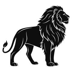 Lion silhouette, vector black color silhouette, on a white background
