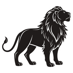 Lion silhouette, vector black color silhouette, on a white background
