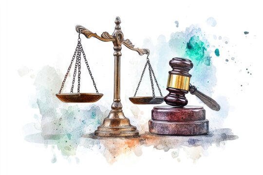 A close-up shot of a judge's gavel and scale, symbolizing justice and fairness