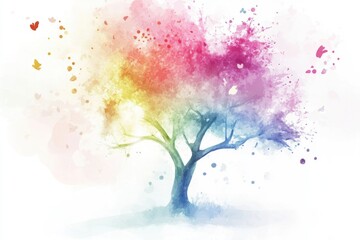 Colorful tree surrounded by butterflies in flight