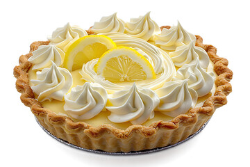  Lemon icebox pie with cream topping on a transparent background