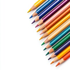 Fototapeta premium A close up of a set of colored pencils isolated on white background