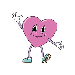 Heart retro cartoon character clipart, doodle element for Valnetine's day cards, posters, sticker, banners, etc. EPS 10