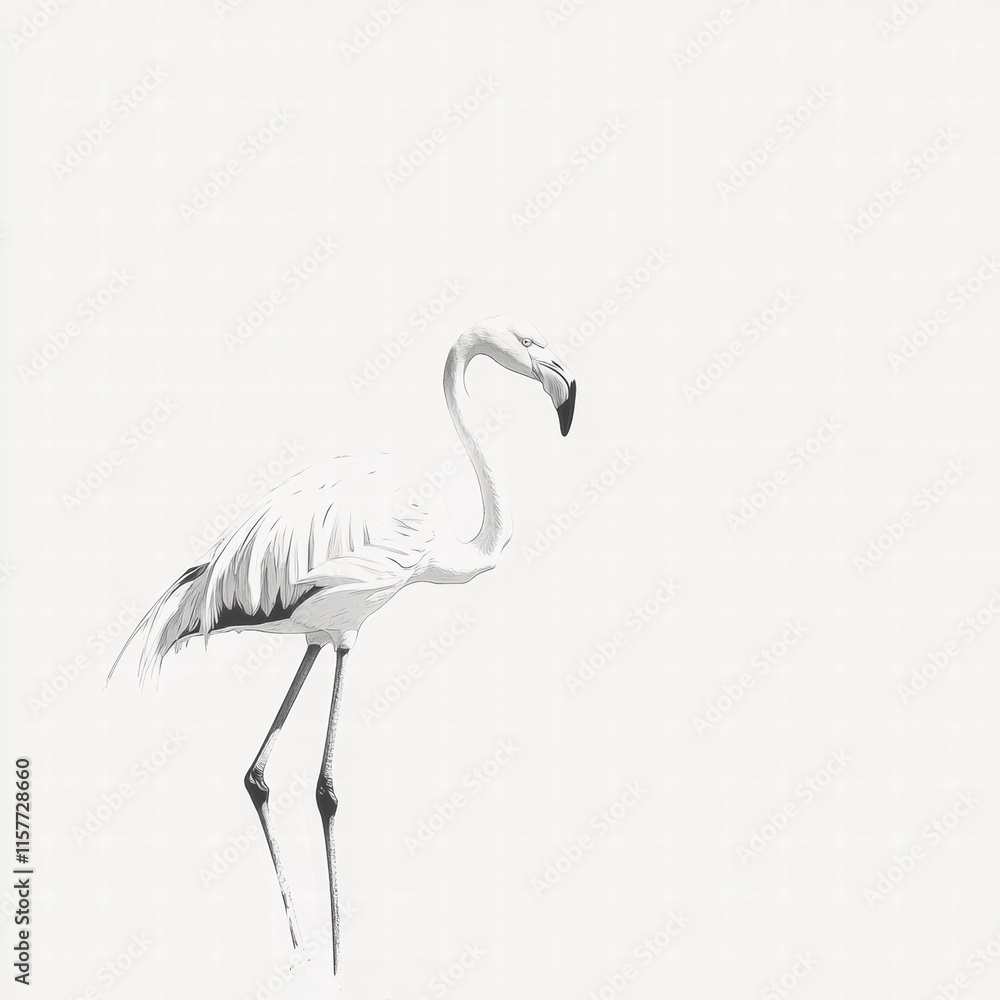 Aufkleber Detailed illustration of a flamingo standing gracefully in a serene environment with ample copy space for personalized text. Generative AI