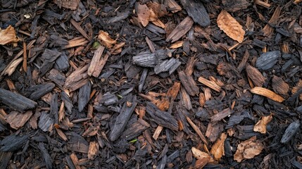 Textured Timber: Overhead View of Mulch Background in Garden