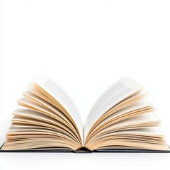 A close up of a textbook isolated on white background