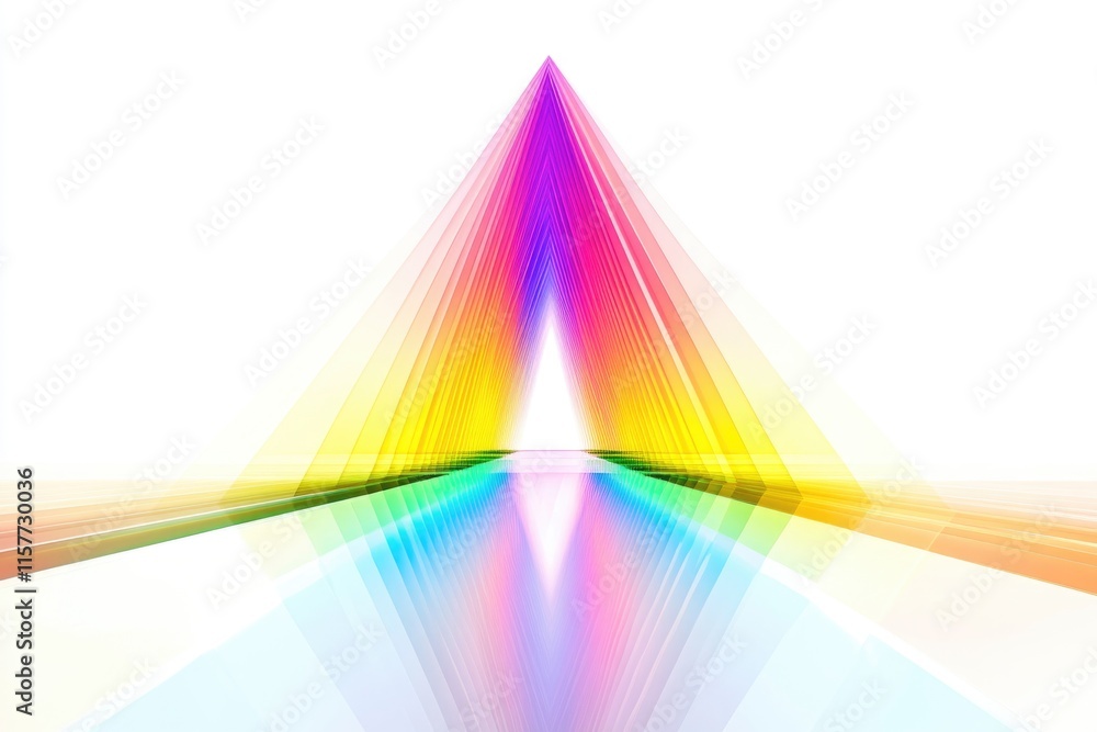 Poster a colorful triangle reflects off the floor, perfect for illustrating creative concepts or adding a p