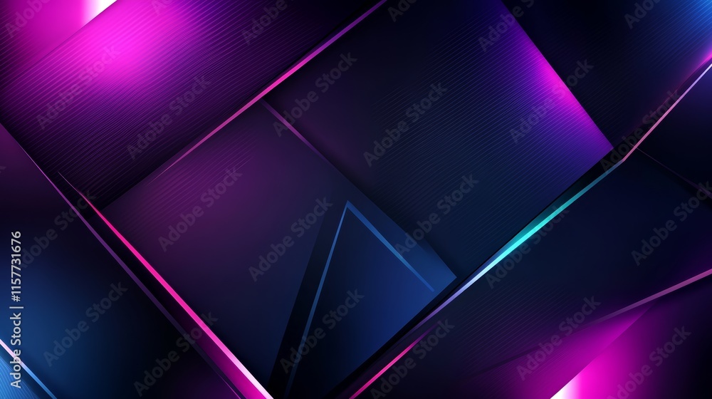 Poster Abstract geometric background with vibrant neon colors and sharp lines.