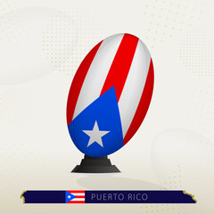 Obraz premium Puerto Rico Rugby Ball on Rugby Kicking Tees with Modern Design.