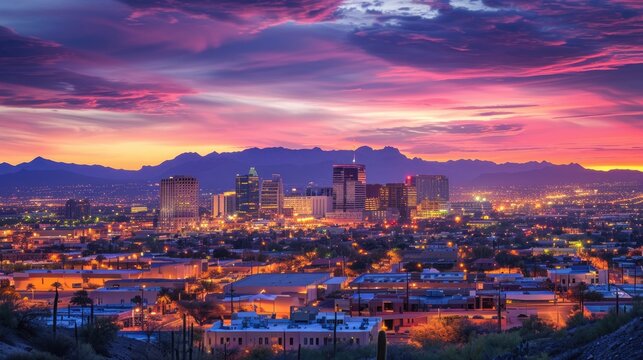Tucson Twilight: Captivating Urban Skyline at Dusk