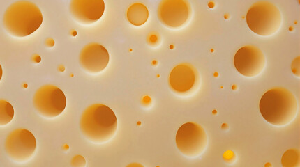 Close-Up of Yellow Cheese Texture with Holes