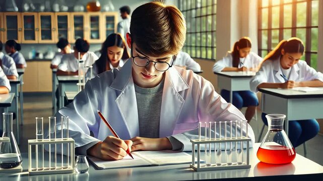 Young Scientist Conducting Experiments in Modern Laboratory
