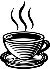 Coffee outline illustration engraving style