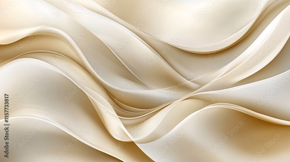 Poster abstract flowing waves in warm beige tones create a serene and elegant background.