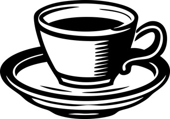 Coffee outline illustration engraving style