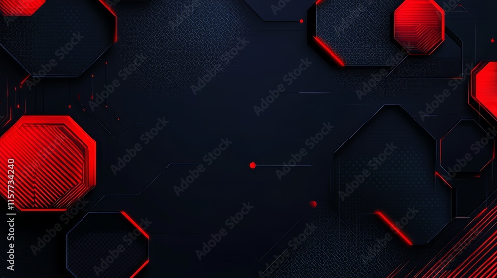 Poster abstract red and black hexagon pattern background