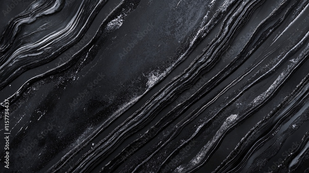 Poster an abstract black and white surface with flowing lines, creating a striking visual effect.