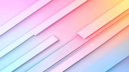 Vibrant Pastel 3D Render: Abstract Geometric Illustration with Softly Glowing Stripes. AI Generated