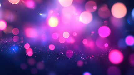 A vibrant abstract background of colorful bokeh lights in pink and purple hues.