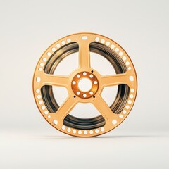 Obraz premium A close up of a gold movie reel isolated on white background