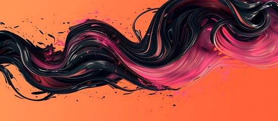 Swirling black and pink colors on a solid orange background.