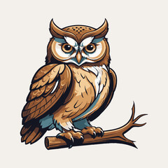 Owl Stickers vector style with White background Art & Illustration