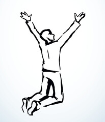 Vector drawing. Praying young man