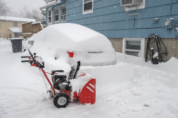close up on snow blower