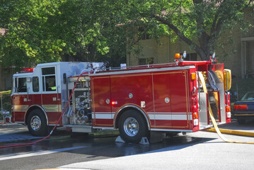 fire truck in residential area