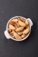 Delicious nutritious brazil nuts in ceramic bowl