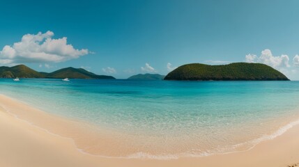 Fototapeta premium Scenic Tropical Beach with Clear Turquoise Waters