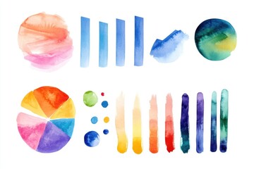 Set of watercolor paint brushes on a white background, useful for illustrating art supplies or creative processes