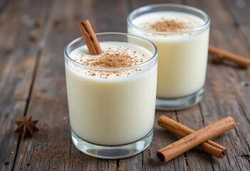 Festive Eggnog in a Glass Mug, Perfect for the Holidays