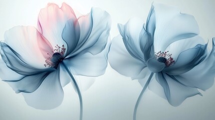 Elegant Translucent Flowers in Blue and Pink