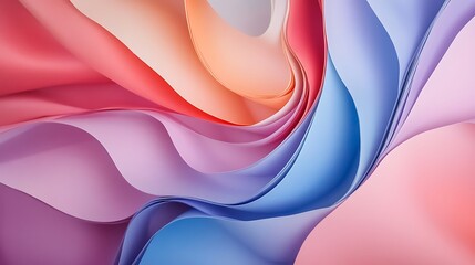 Swirling Pastel Paper Abstract Photo: Close-up View of Softly Curving Color Layers. AI Generated